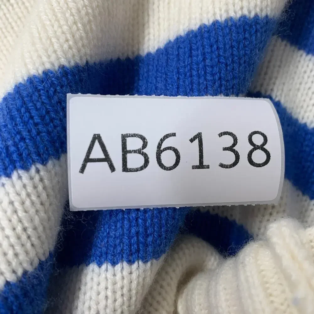 KULE Cream and Blue Striped Cashmere-blend Turtleneck Sweater. Sz L - Picture 16 of 16